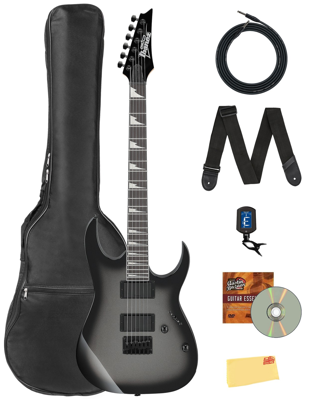 Ibanez GRG121DX RG Gio Electric Guitar – Metallic Gray Sunburst w/ Gig Bag