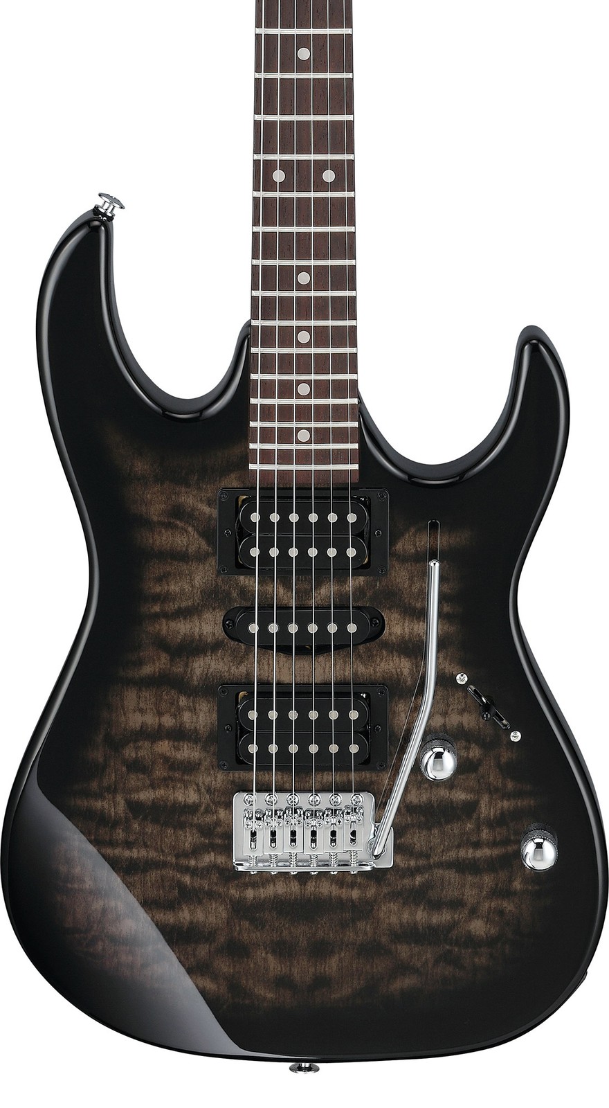 Ibanez GRX70QA RG Gio Electric Guitar – Transparent Black Sunburst w/ Amplifier
