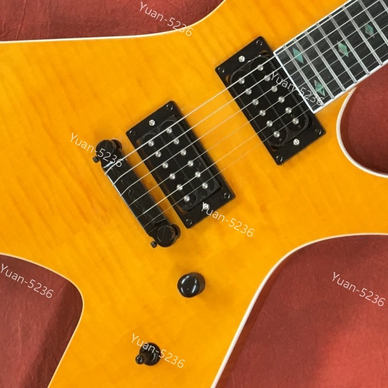 Solid Body Electric Guitar Translucent Yellow H-H Pickups Rounded Frets
