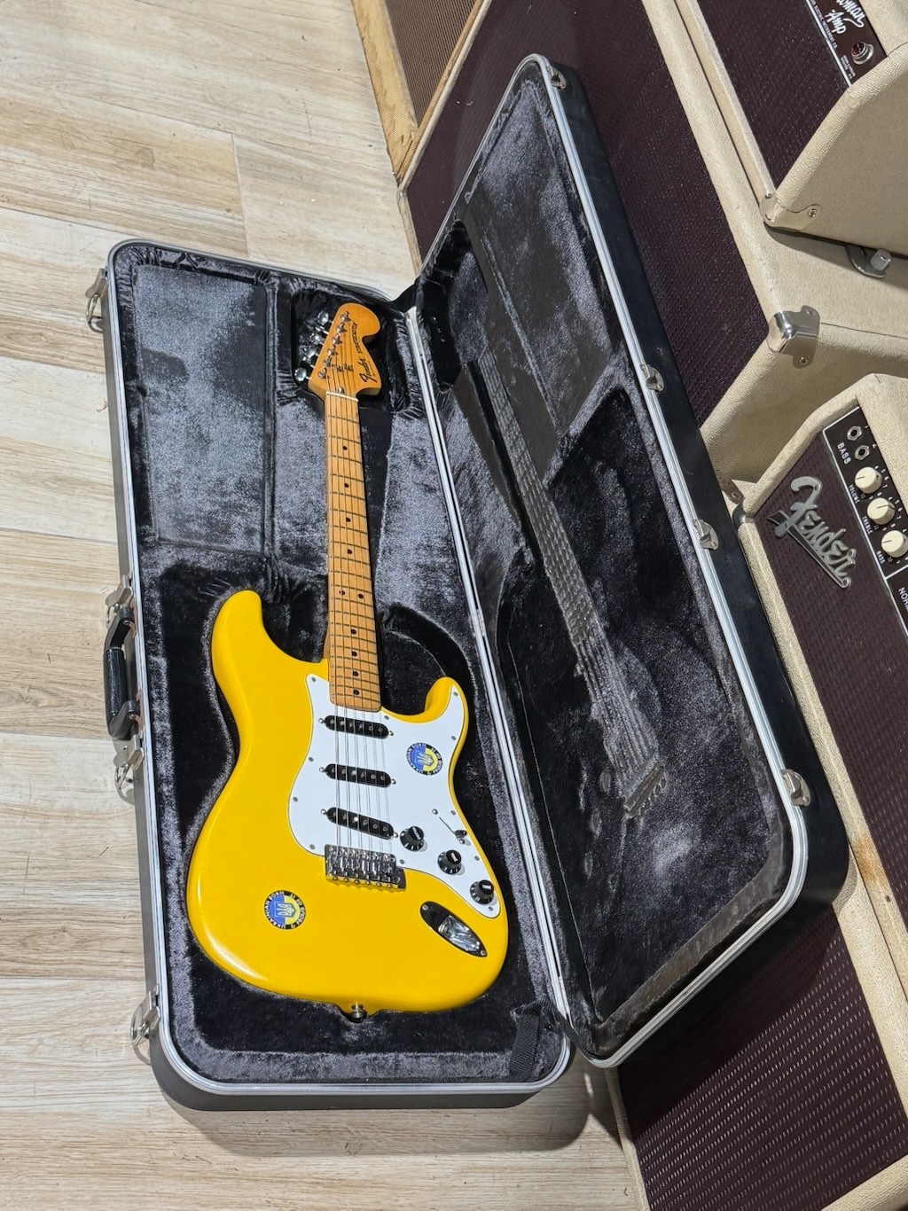 1980 Fender Stratocaster International Color Ltd. Run a bad ass Graffiti Yellow.