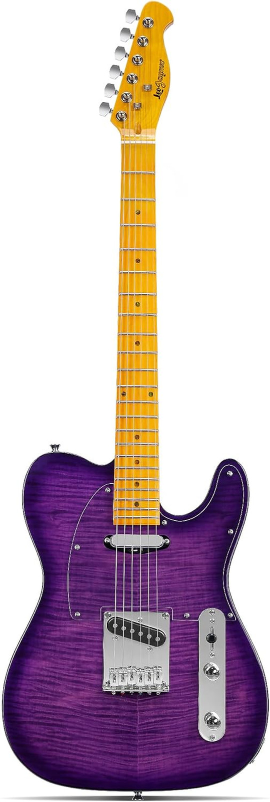 Leo Jaymz TL Style Electric Guitar Flame Maple Top Transparent Purple Finish