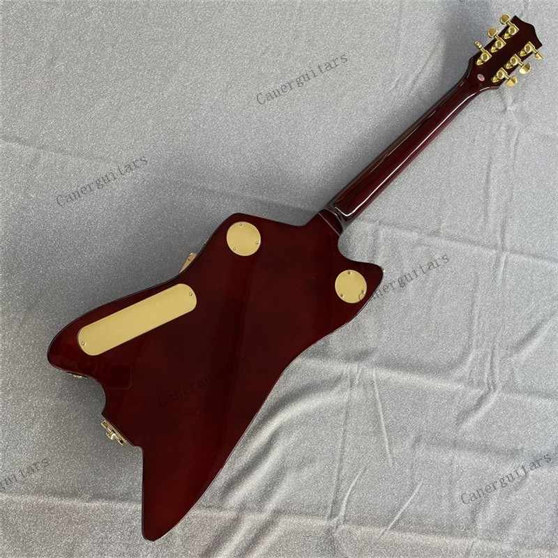 Solid Electric Guitar Stainless Rounded Fret Edge Gold Hardware Wine Red Stock