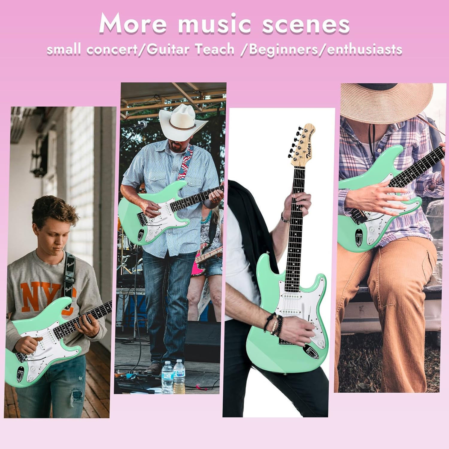 Electric Guitar Kit with Amp SSS Pickup Beginner Electric Guitar with Gig Bag,Ca