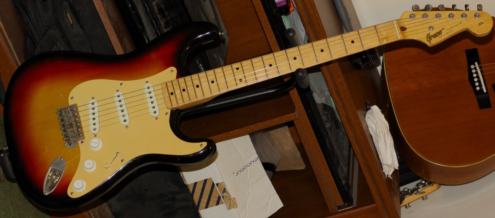 RARE 1979 Greco SE600 SUPER SOUND 1950s Stratocaster MAXON EXCEL P/Us Orig. Bag!