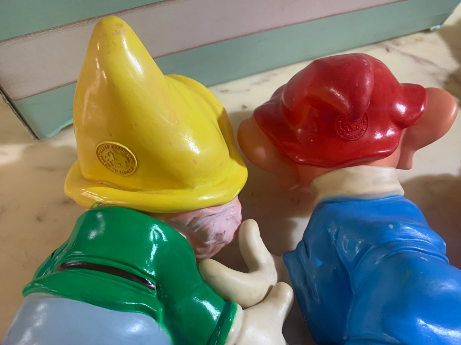 VINTAGE LARGE RUBBER TOY SQUEAK SNOW WHITE SEVEN DWARFS DISNEY LEDRA ITALY 1960s