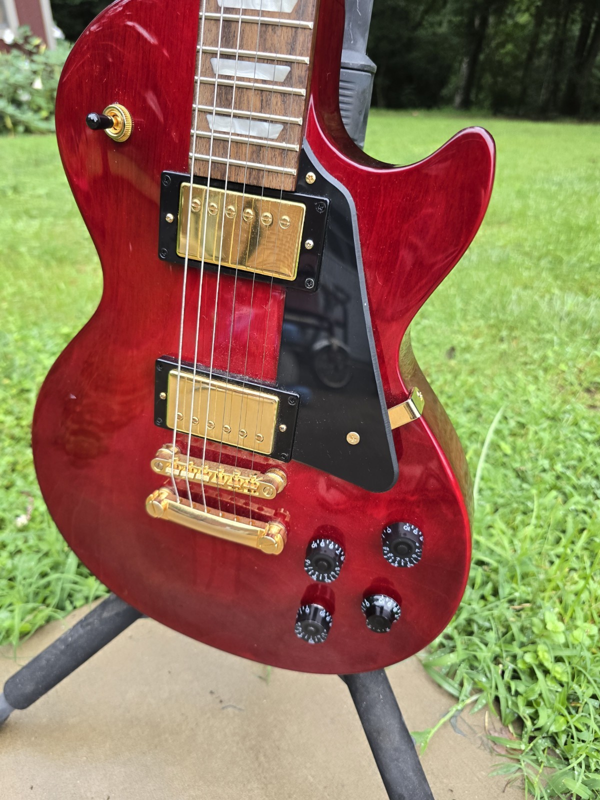 Epiphone Les Paul Studio Electric Wine Red Glossy Guitar Push Pull