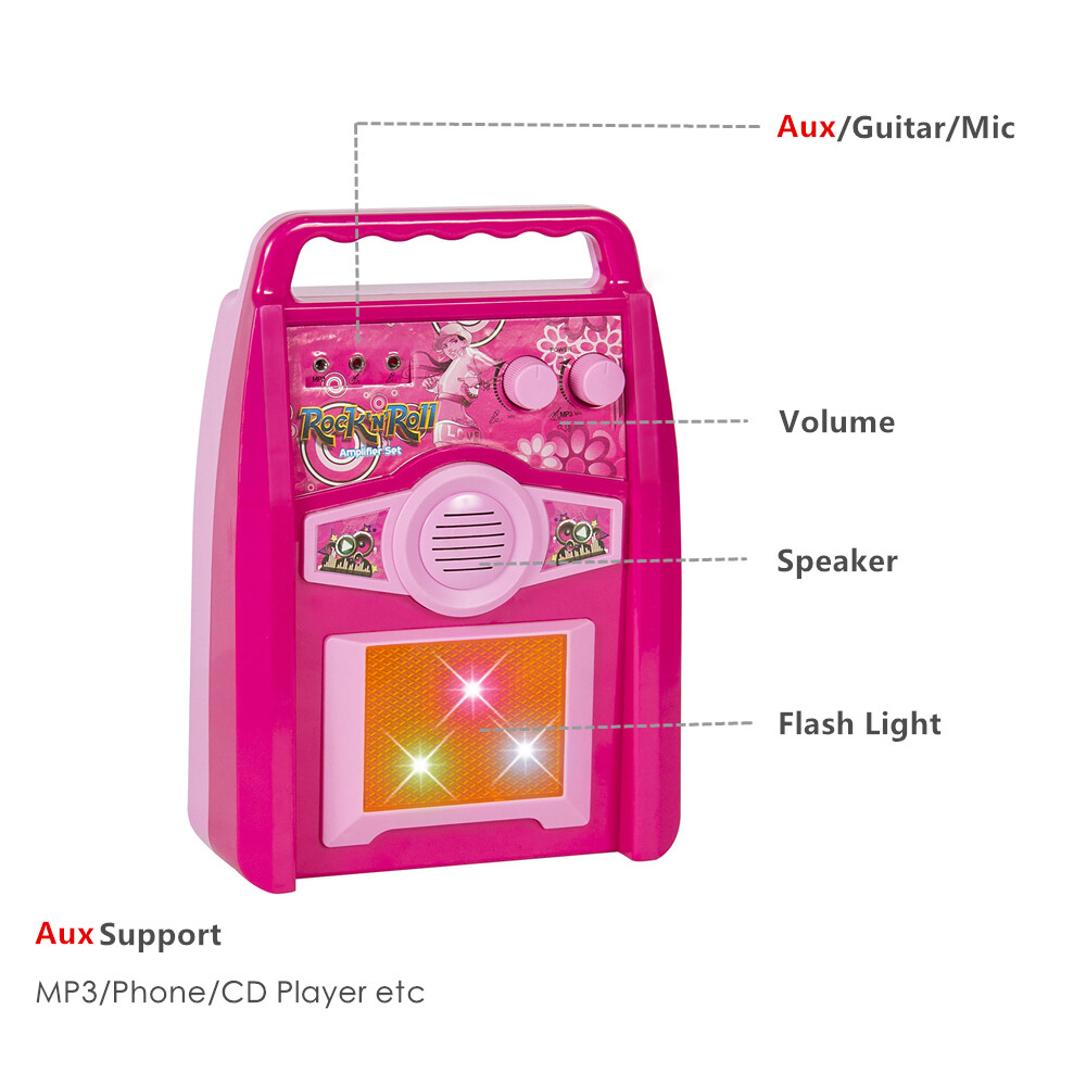 Kids Multi-color Electric Guitar Set MP3 Player Learning Toys Microphone, Amp
