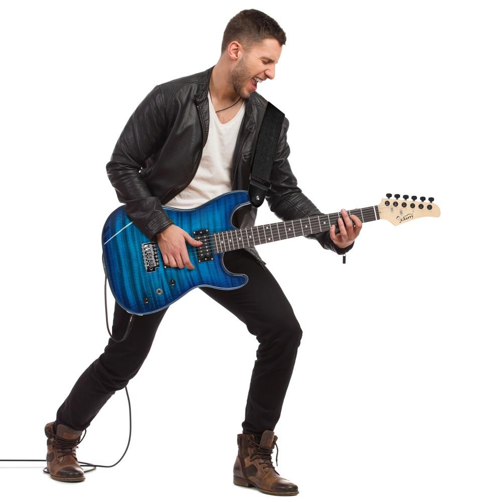 Glarry GST Stylish Electric Guitar Kit H-H Pickup Tiger Stripe with 20W AMP Bag