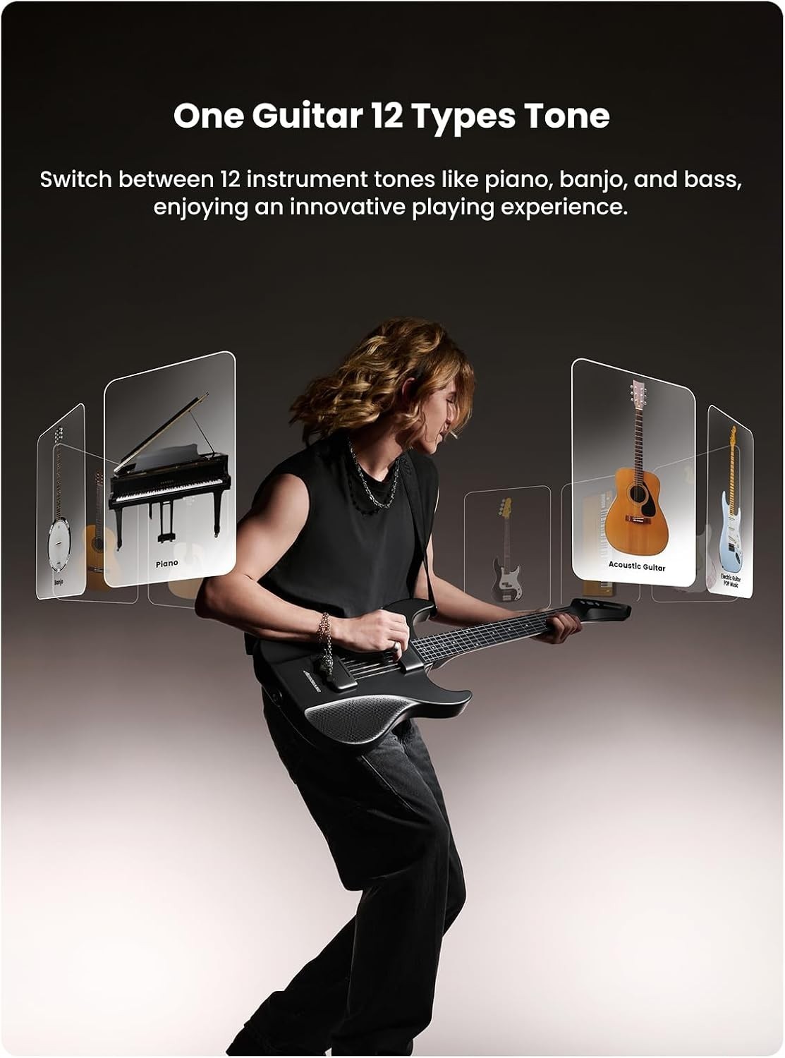 Guitar Smart Guitar With Silicone Strings, Travel Silent Guitar With Detachab…