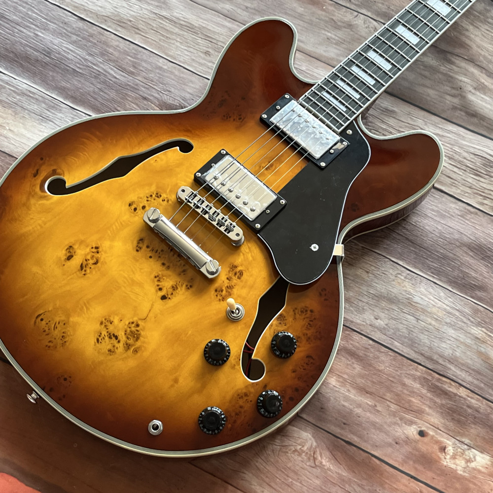 Custom 335 Sunburst Electric Guitar HH Pickups Rosewood Fretboard free shipping