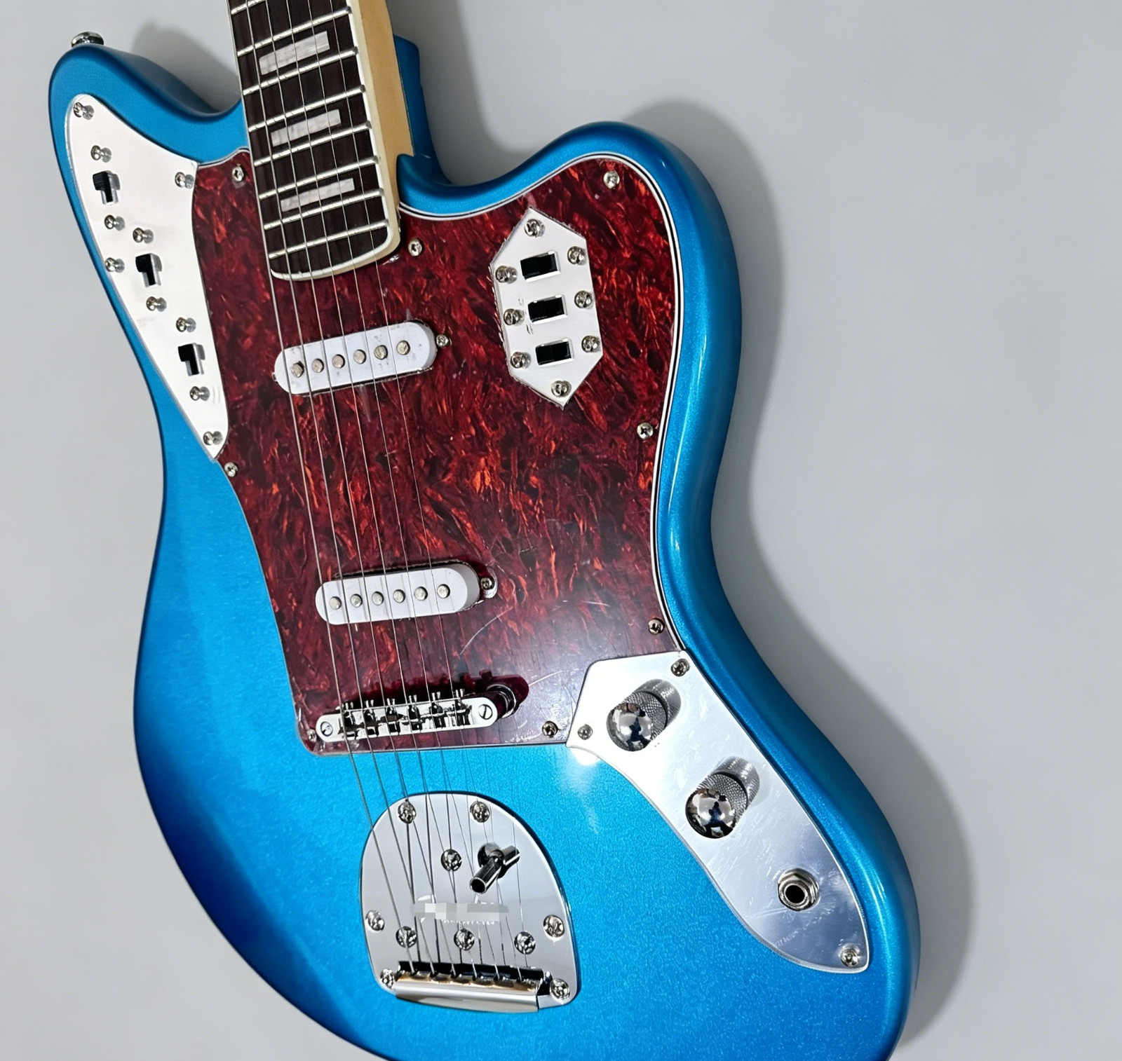 US STOCK Metal Blue Jazz Style Electric Guitar Chrome Hardware Fast Ship