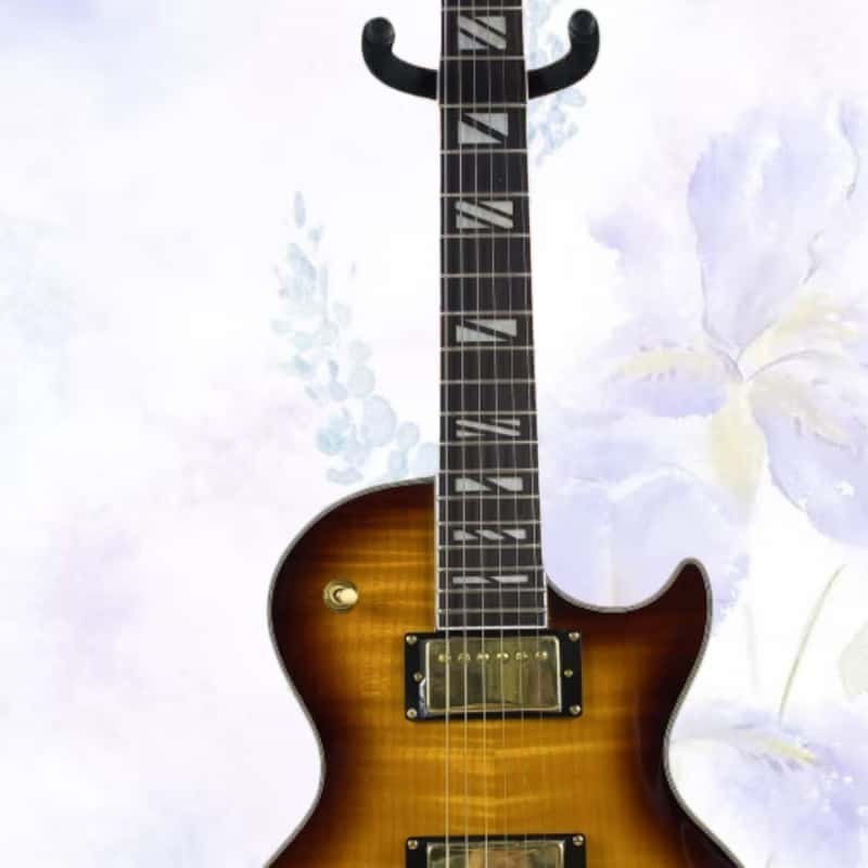 Brown-bodied Yellow Electric Guitar HH Pickups Gold Hardware Fixed Bridge