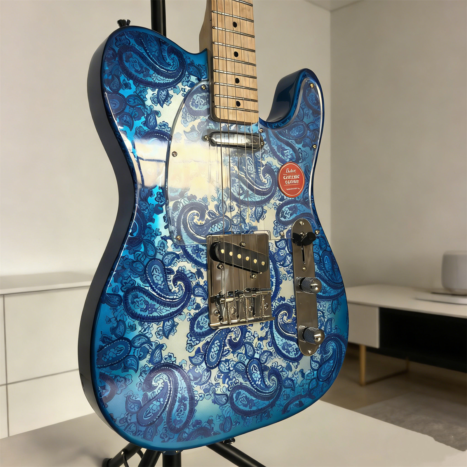 Blue Paisley TL Electric Guitar Maple Fretboard&Neck S-S Pickups Fixed Bridge