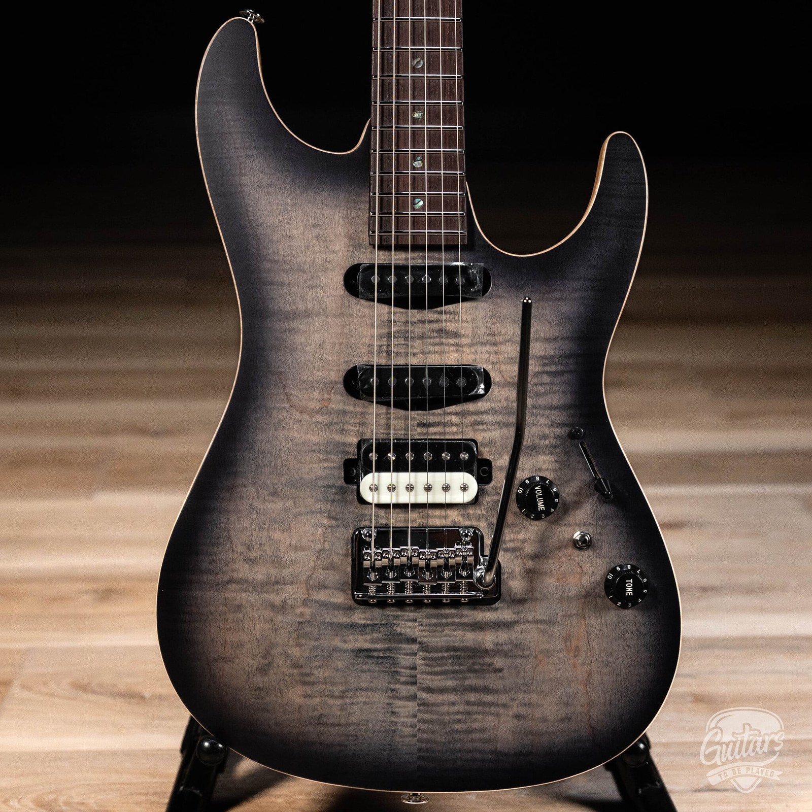 Ibanez TQM2 Tom Quayle Signature Guitar w/ Case – Charcoal Black Burst Flat