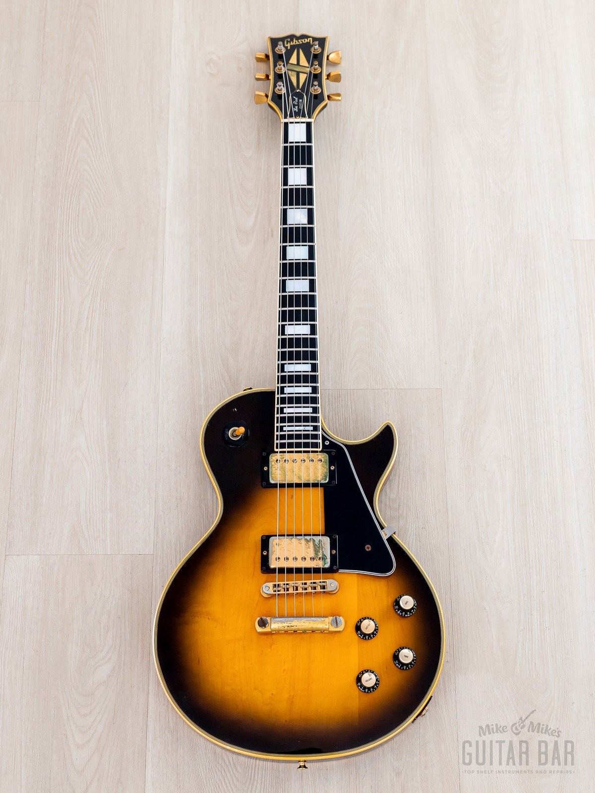 1976 Gibson Les Paul Custom Vintage Guitar Tobacco Sunburst w/ T Tops, Case