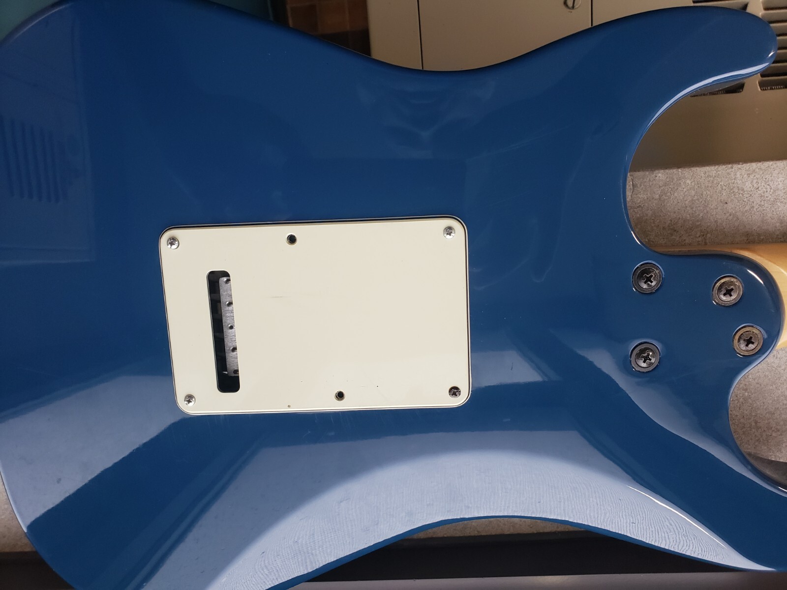 Electric Guitar Discovery Series Floyd Rose FR Blue 80% Frets in good condition.