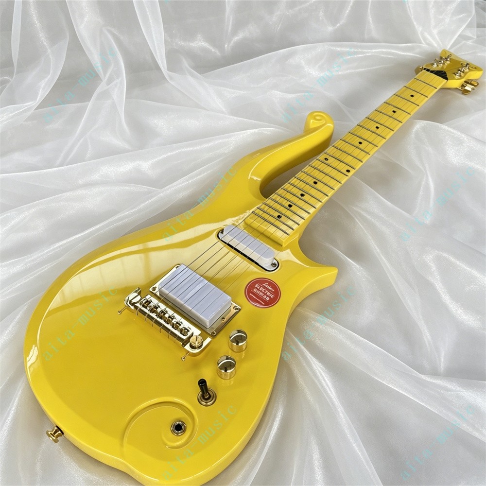 Ledux Prince Cloud Solid Electric Guitar Stainless Rounded Fret Edge Yellow