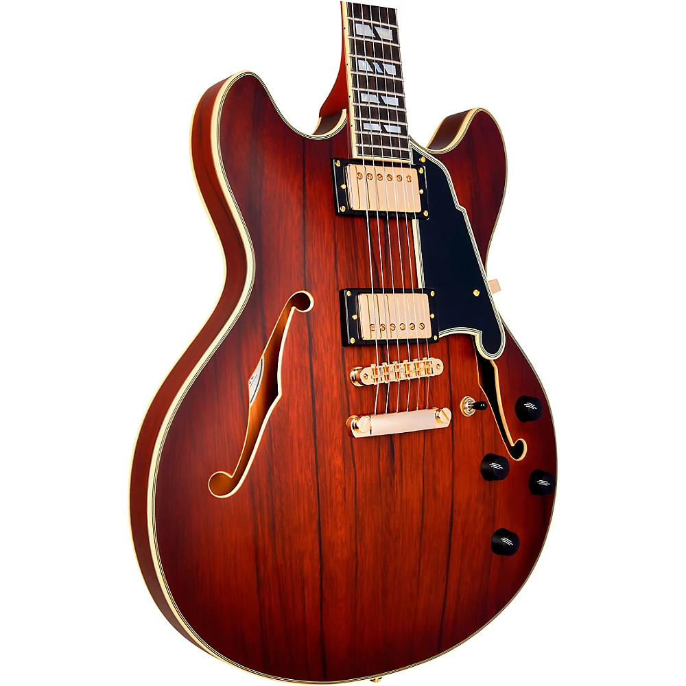 D’Angelico Deluxe DC SemiHollow Electric Guitar Satin Brown Burst