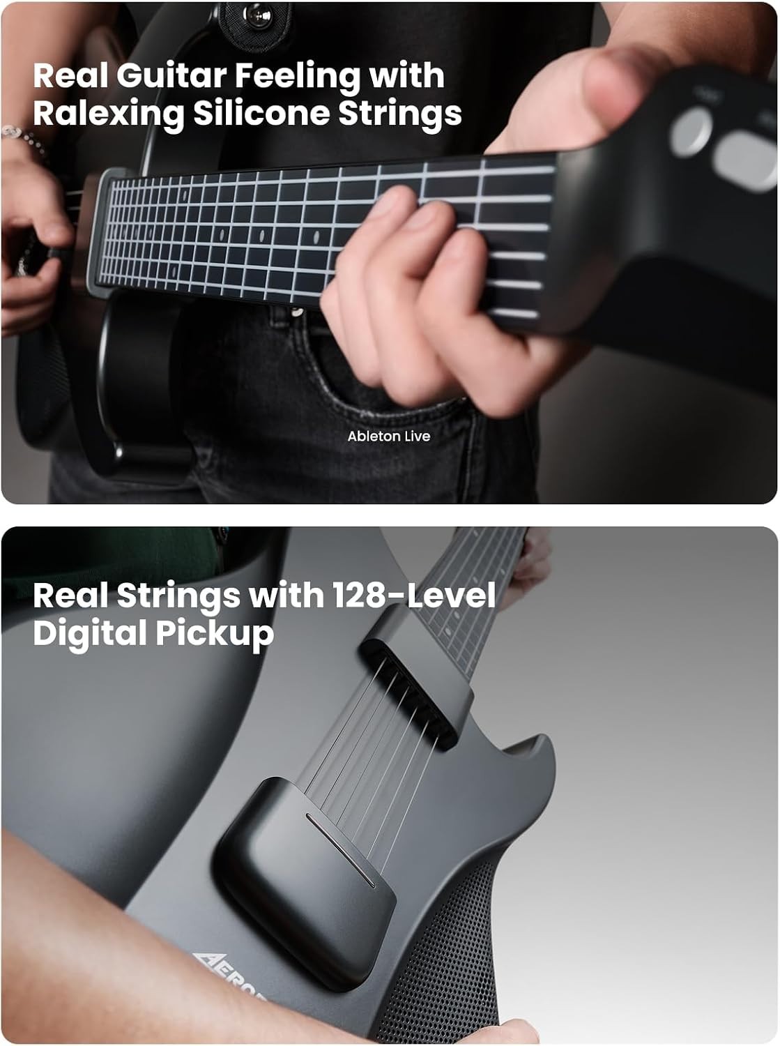 Guitar Smart Guitar With Silicone Strings, Travel Silent Guitar With Detachab…