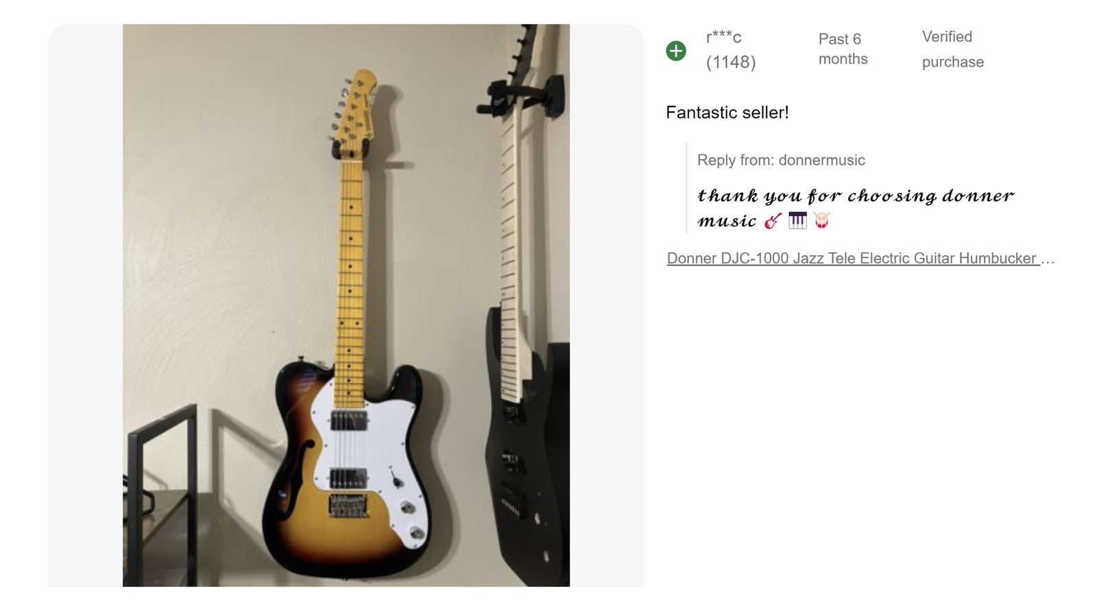 Donner DJC-1000 Electric Guitar Tele Jazz Design HH Pickup + Gig Bag Strap Cable