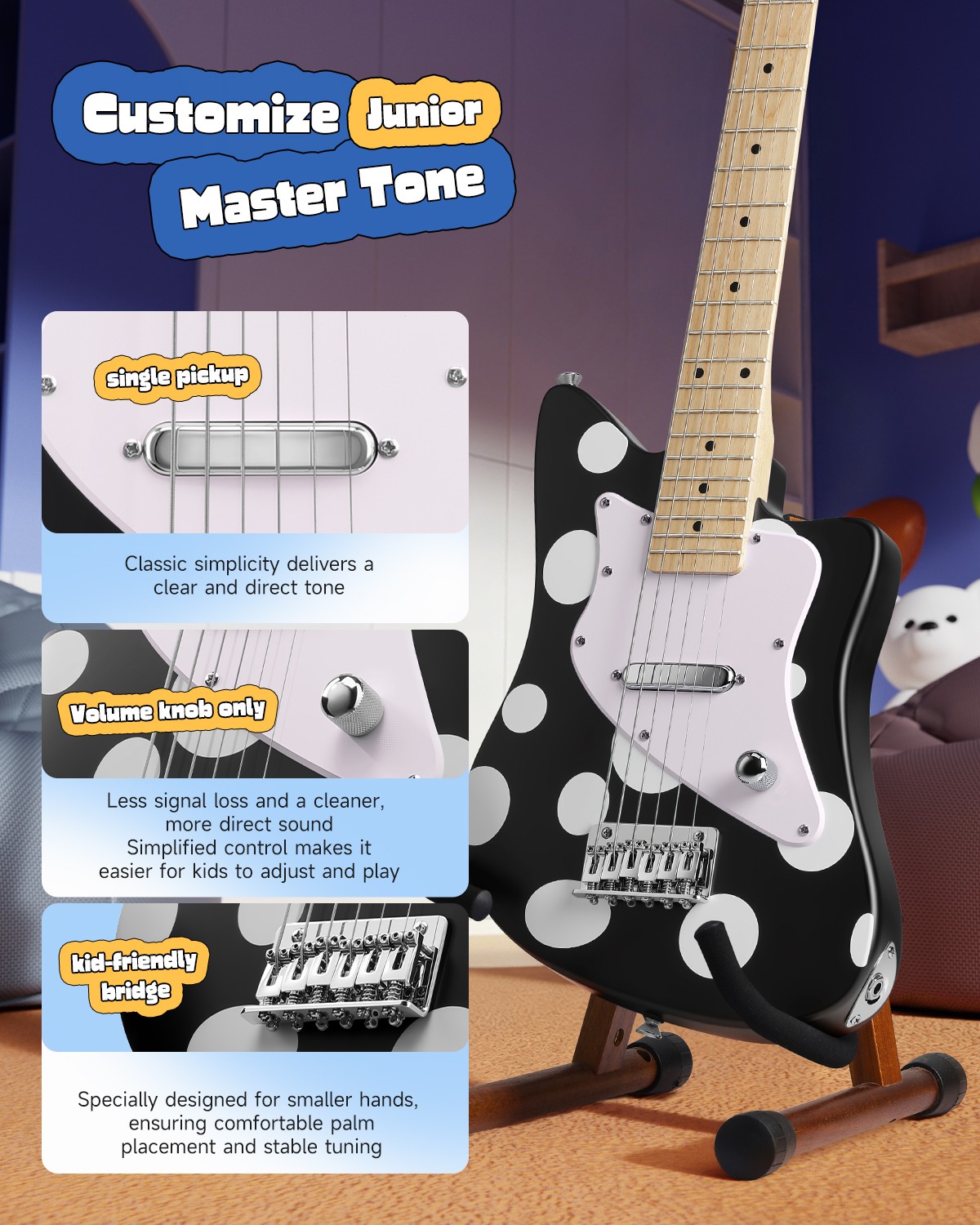 Donner 30 Inch Kids Electric Guitar Kit – DJM-100 Short Scale Guitar for Gift