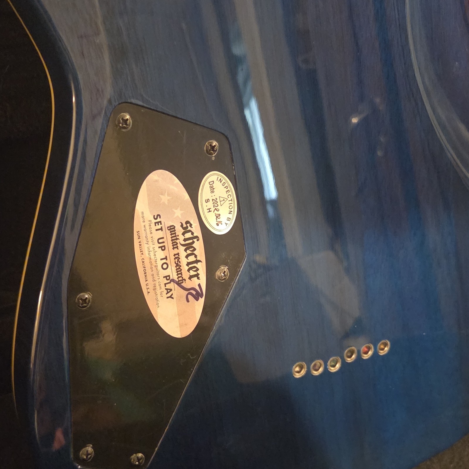 Schecter Diamond Series Blue Quilt Top HH 6-String Solid Maple 24-Fret