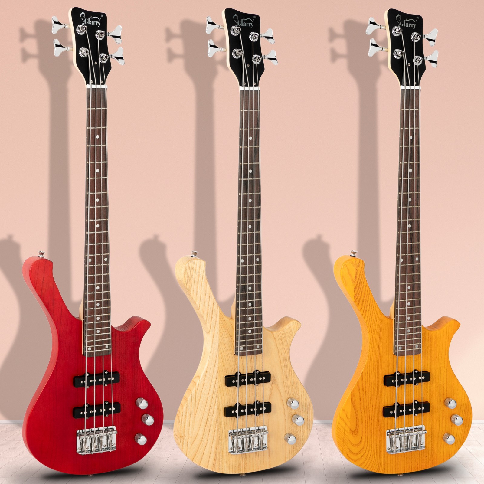 🎸FREE SHIPPING!🎸Short Scale W Style Electric Bass Guitar + 2 Jazz Style Pups!
