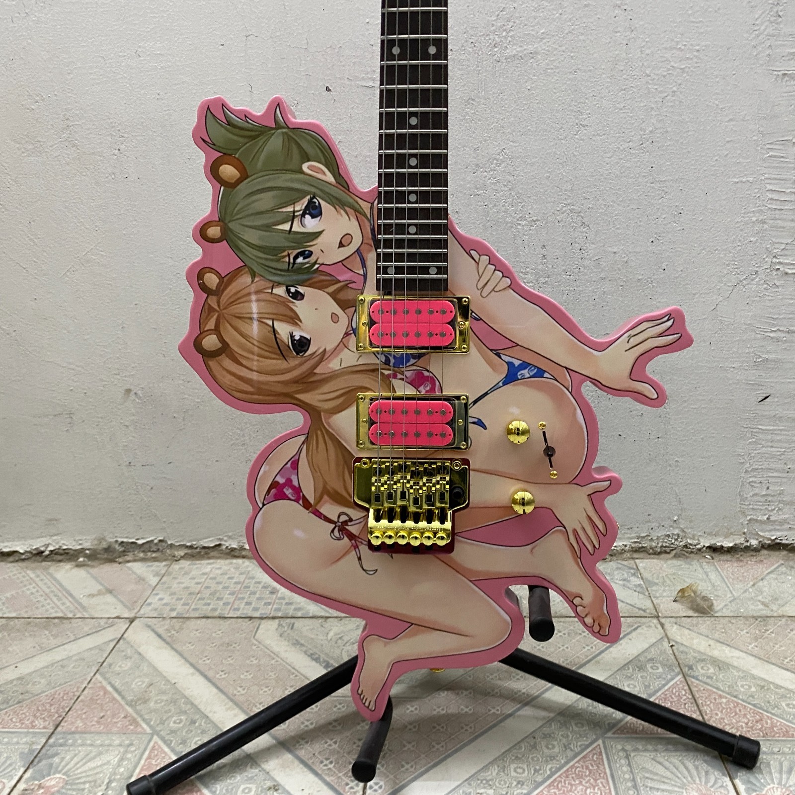 Factory Customized Beauty girls Electric Guitar HH pickups Gold hardware