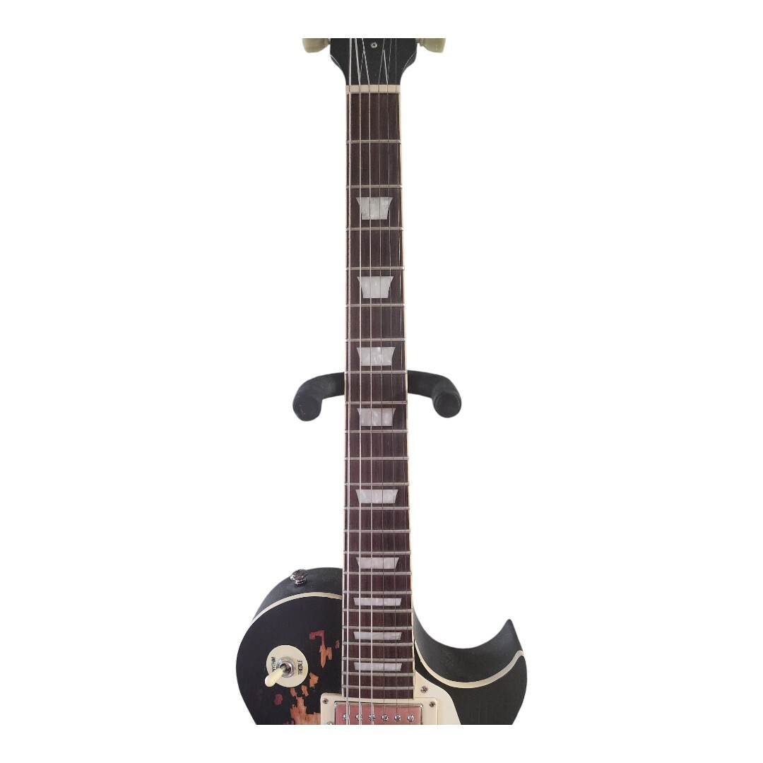 Vintage Icon Series V100MRBK Electric Guitar Distressed Black over Sunburst