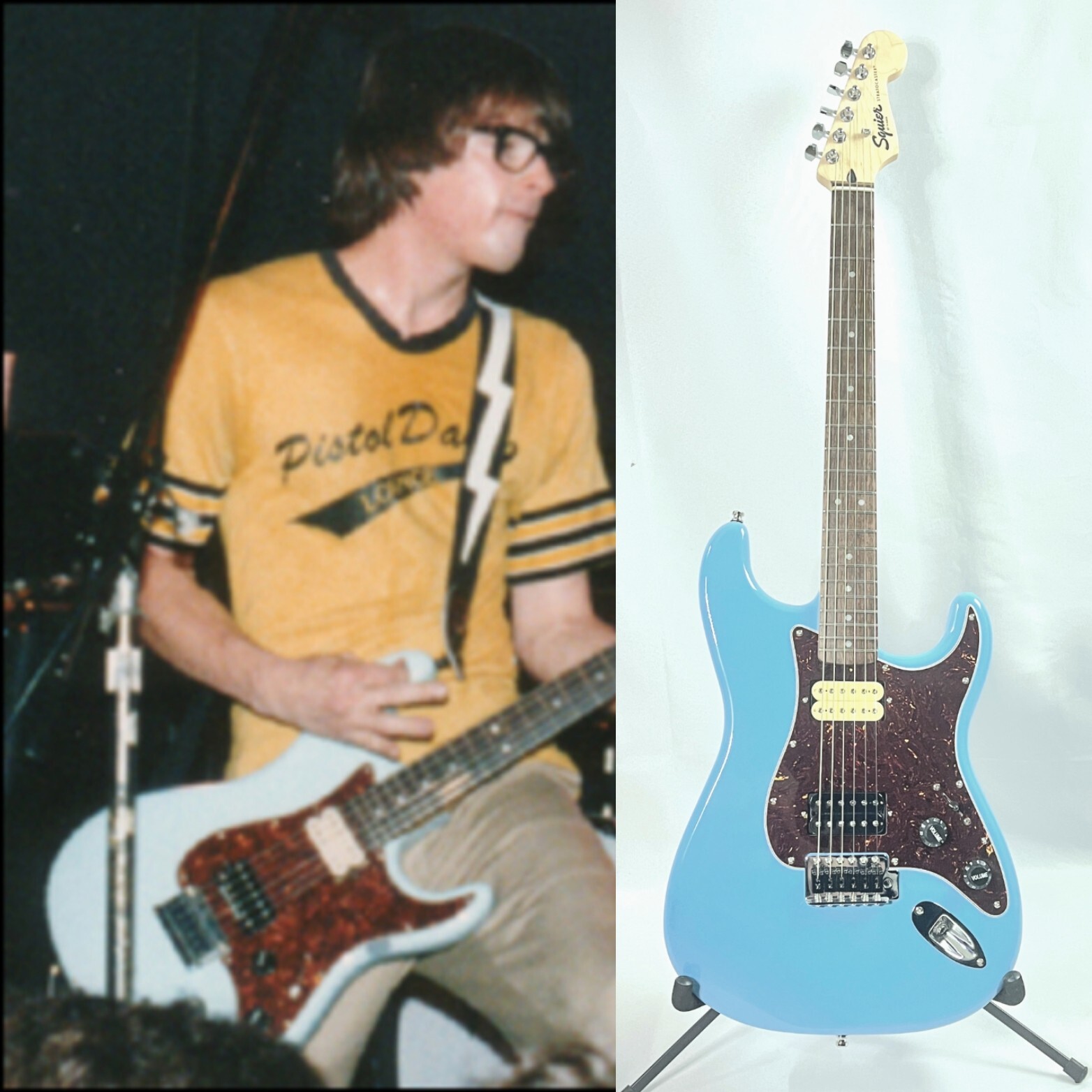 Sonic Blue Weezer Strat W/ Lightning Strap Replica “Black Ice Mod” & Pro Set-up