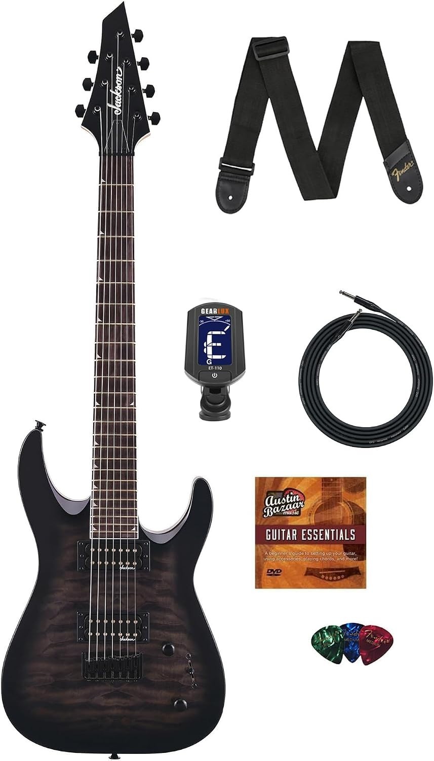 JS Series Dinky Arch Top JS22Q-7 DKA HT 7-String Electric Guitar – Transparen…