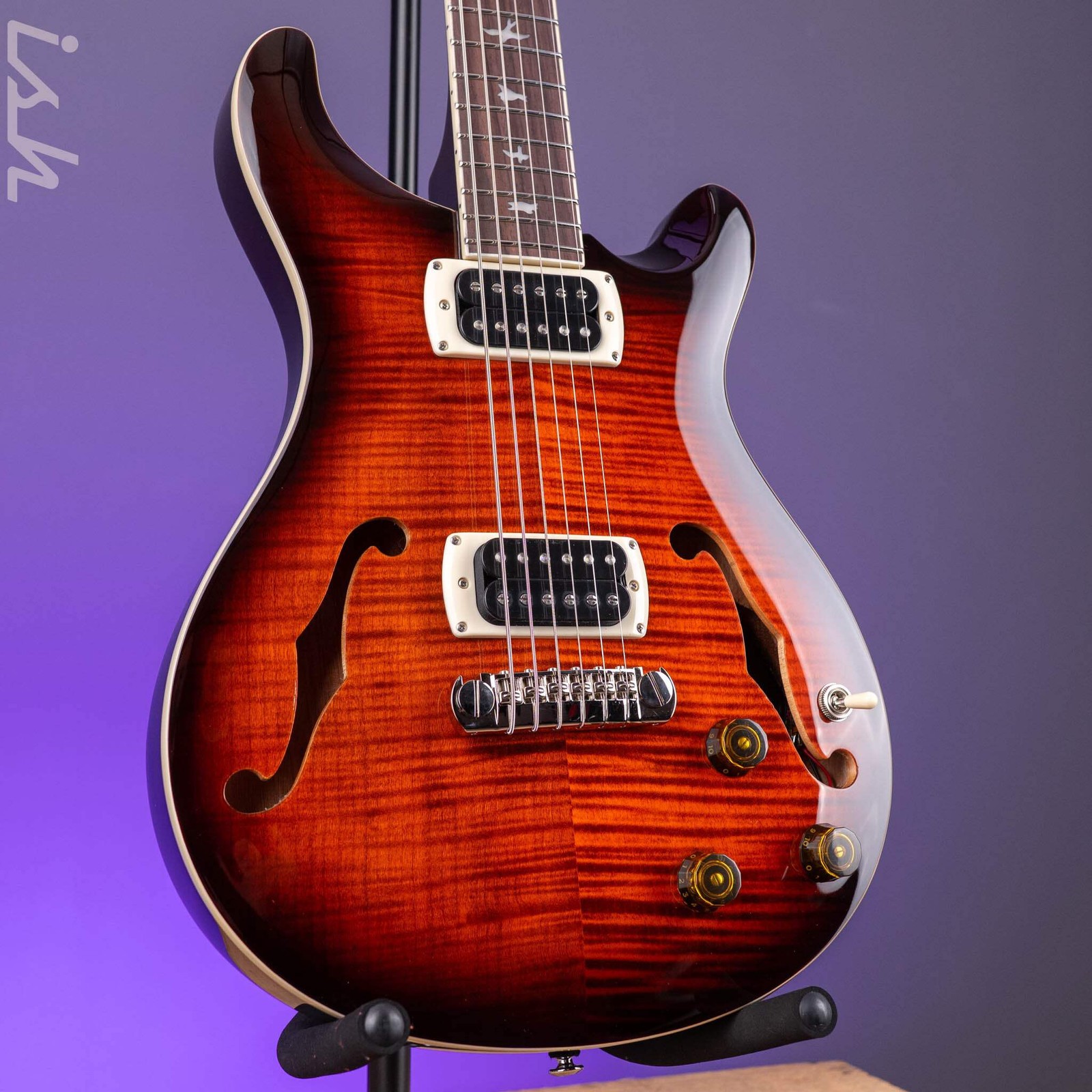 PRS SE Flat Back Hollowbody I Baritone Piezo Ed Sheeran Orange Tiger Smokeburst