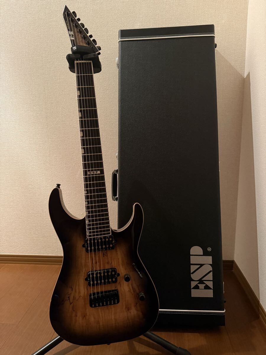 E-II M-II 7NT HS SM Dark Brown Natural Burst 7-string Guitar Bare Knuckle