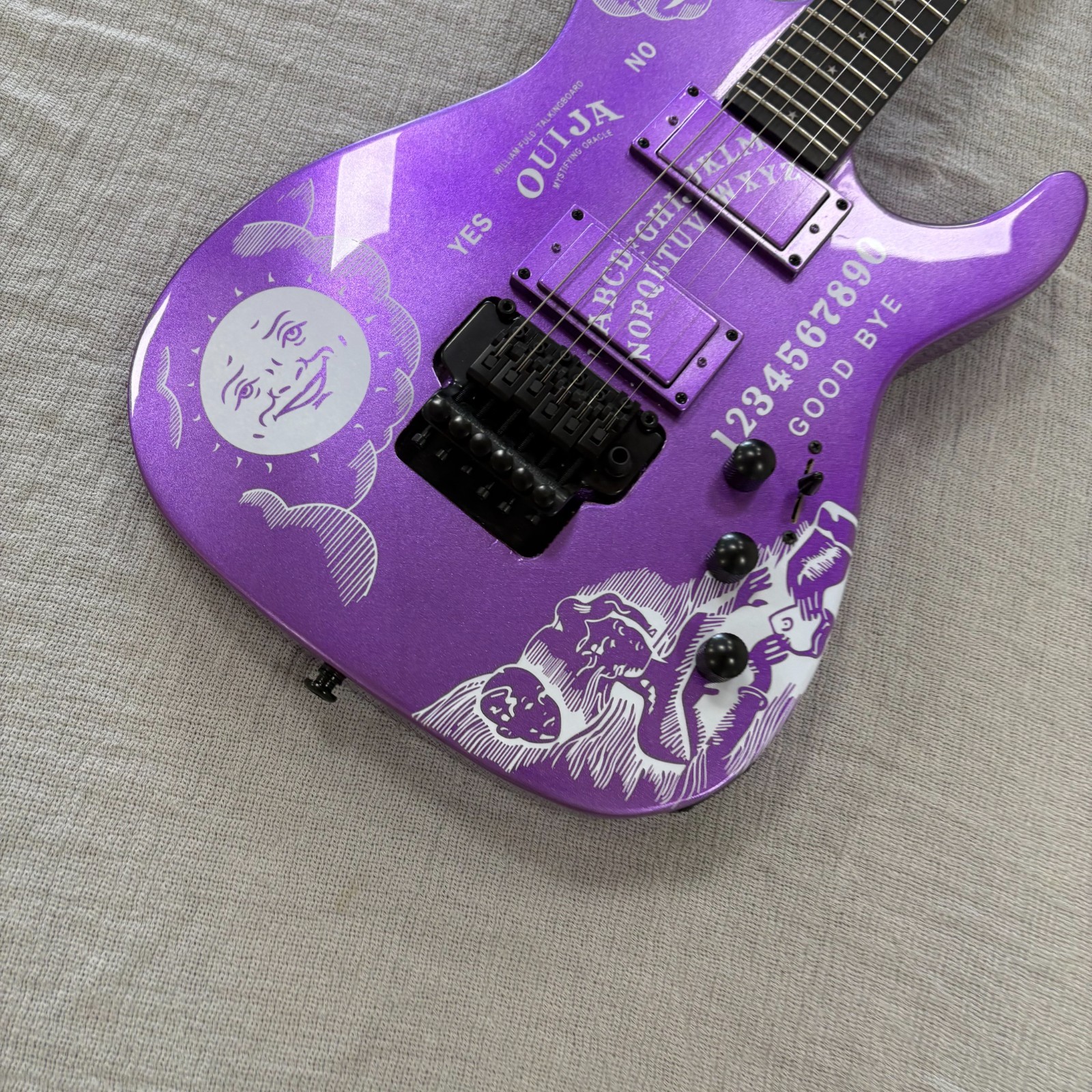 US Warehouse Purple Ouija Kirk Hammett Electric Guitar With Floyd Rose Tremolo