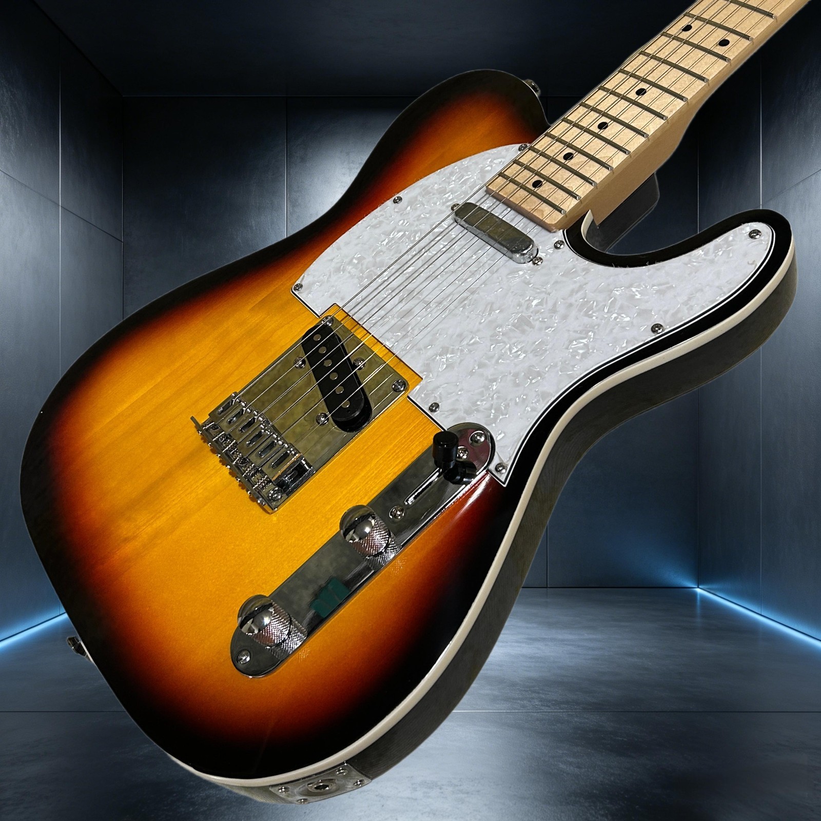 Tele Electric Guitar White Pearl Pickguard Single Binding 21 Frets