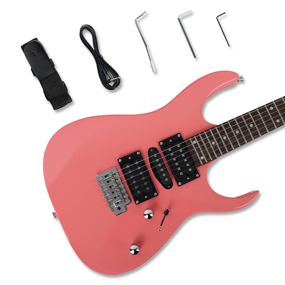 Electric guitar full size 24F single tremolo HSH pickups maple neck phoenix b…