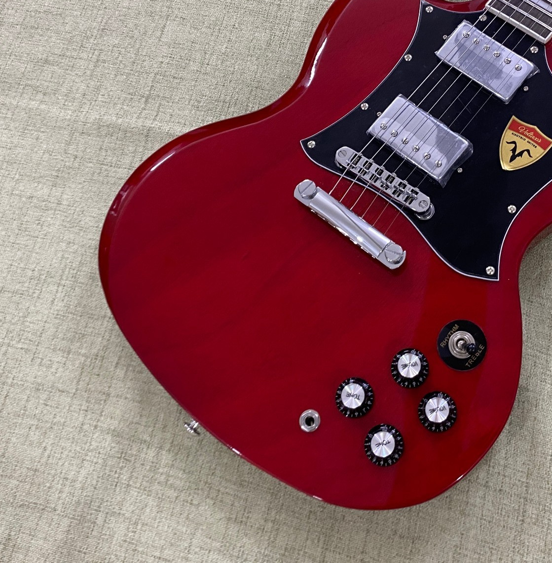 ⚡Great Value Vibrant Red Solid Electric Guitar Black Pickguard Large Block Inlay