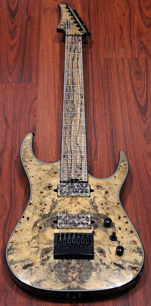 Halo Guitars MERUS 7-string (27″) EVERTUNE, Buckeye Burl, Pale Moon Ebony, I2241