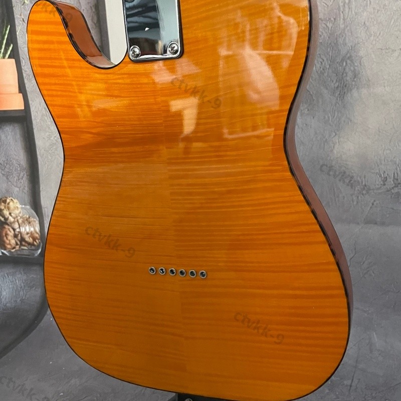 Electric Guitar Flame Maple Top Basswood Body Custom Binding Chrome FreeShipping