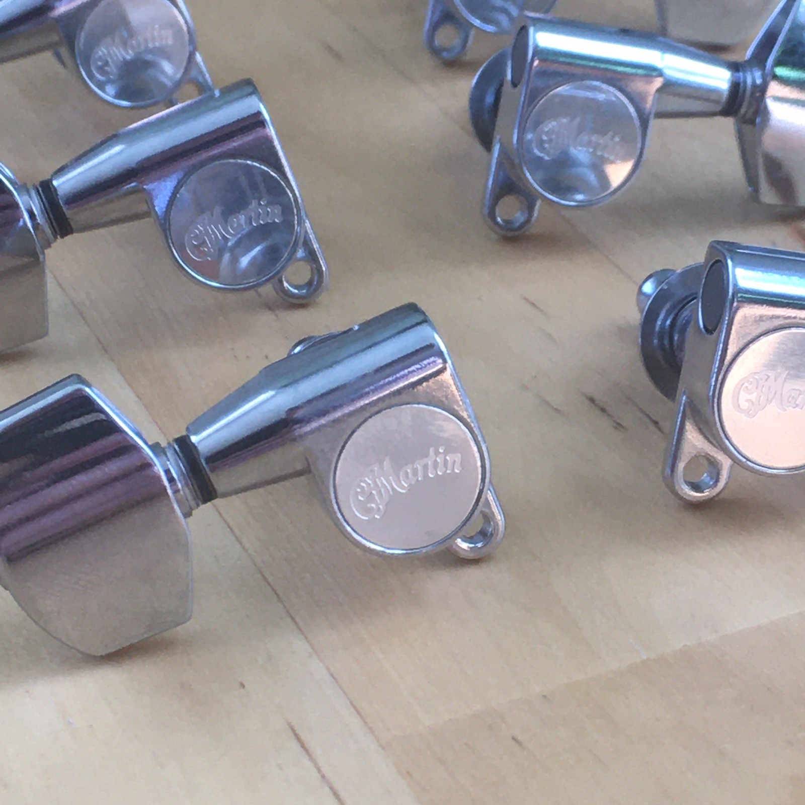 6 Genuine “Martin” Logo Acoustic Guitar Bolt On Chrome Tuners D35 HD28 Low Tab