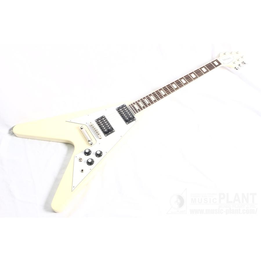 Edwards E-FV-LTD Vintage White Flying V type electric guitar with gig bag
