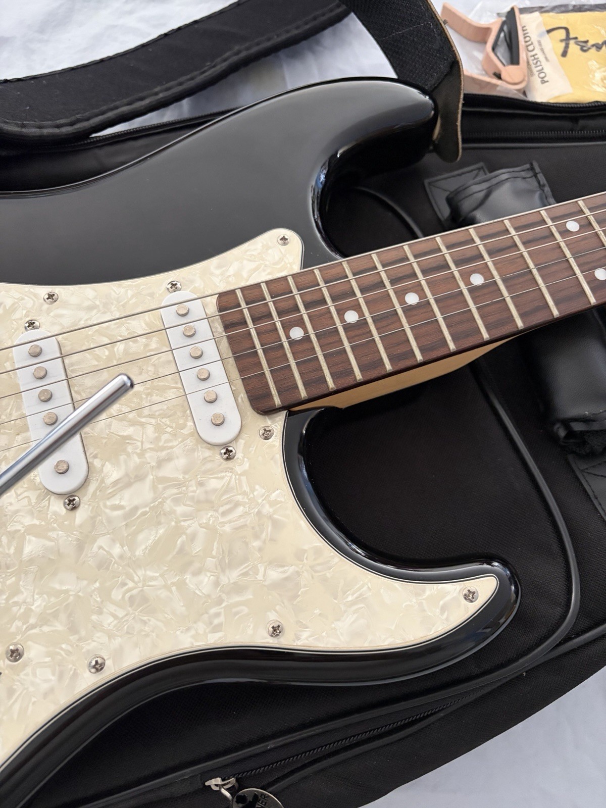Ashland by Crafter Black & MOP Strat Style Electric Guitar UNUSED in Case & More