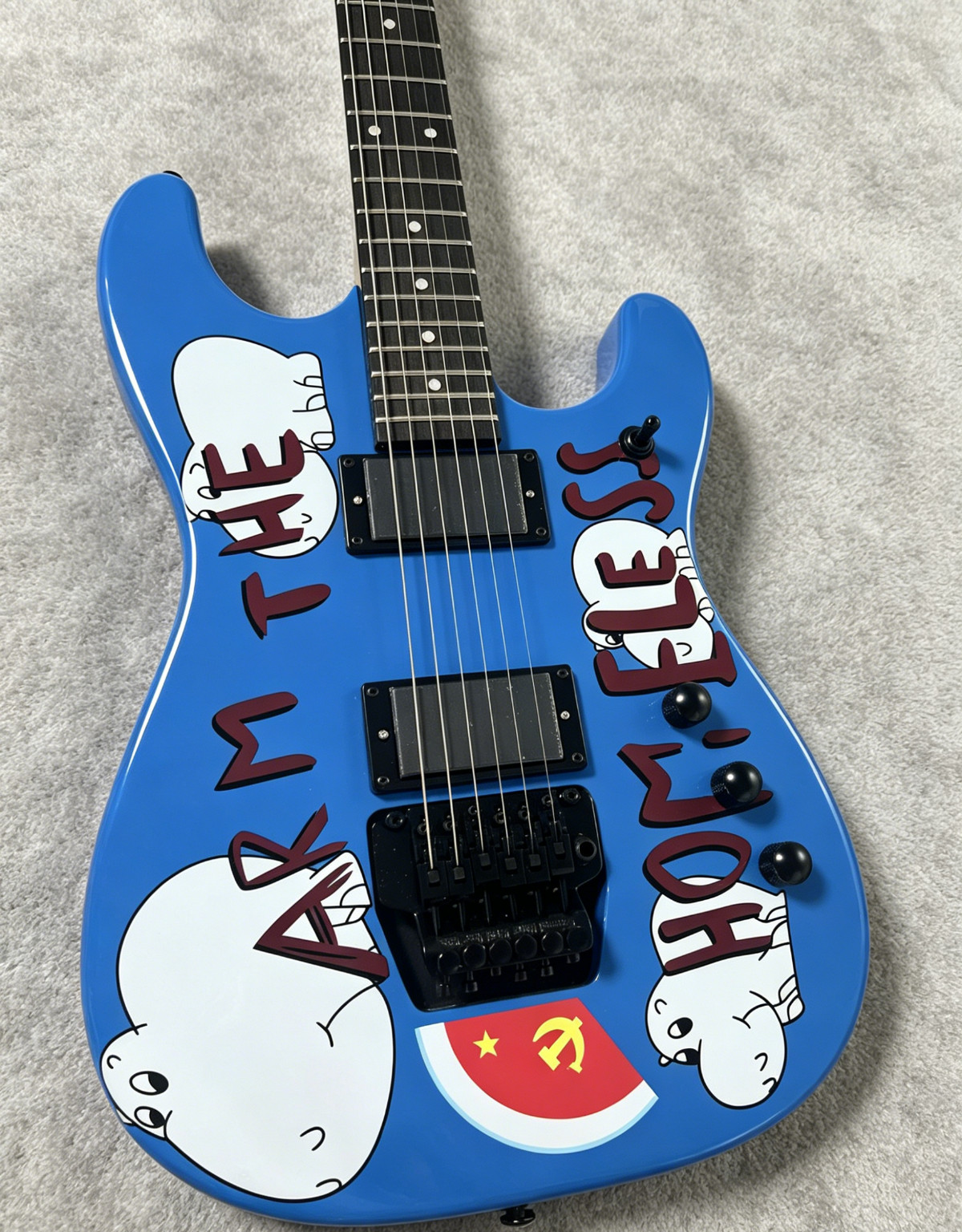 NEW Blue Graphic “Arm The Homeless” Style Electric Guitar HH Pickups Ship US