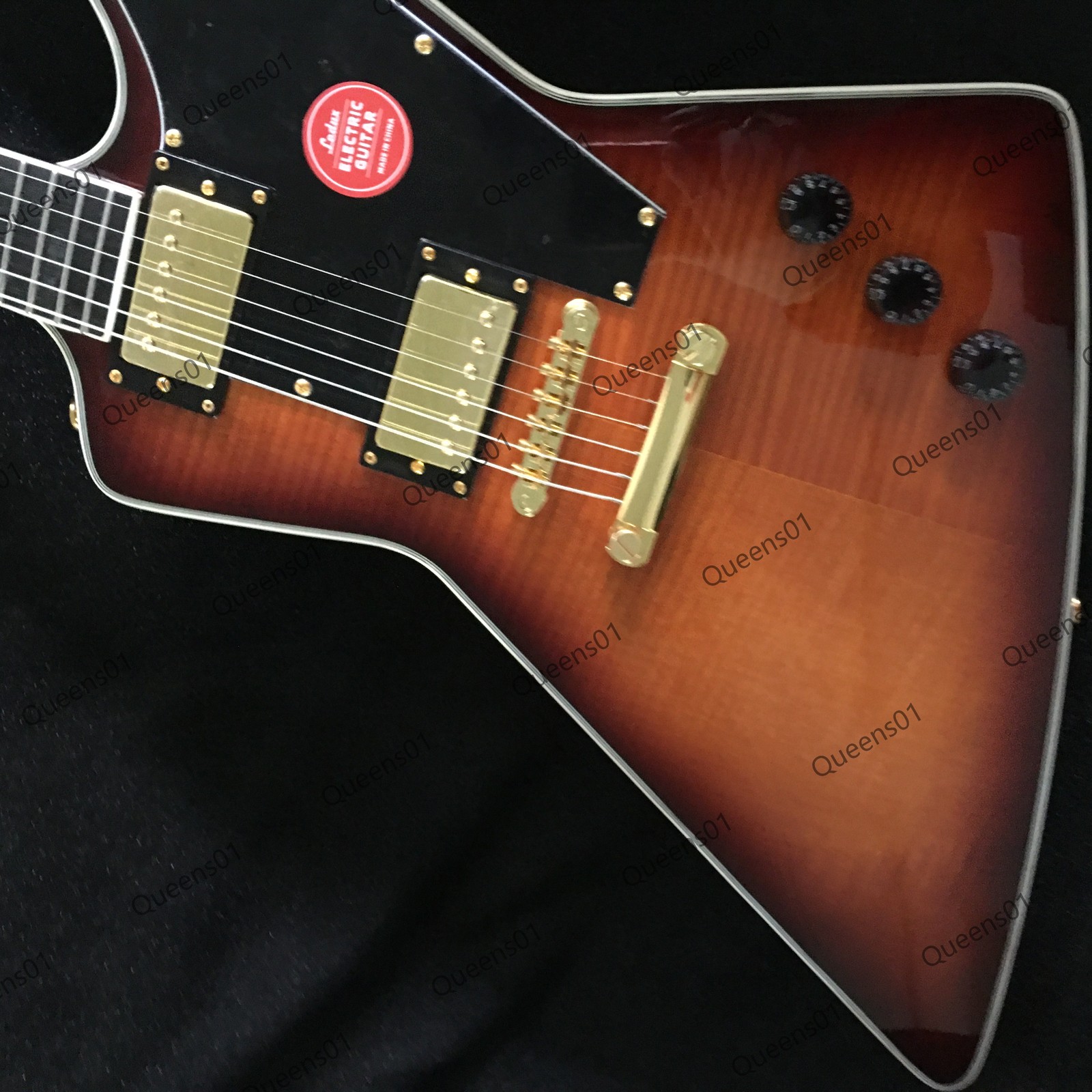Electric Guitar HH Pickups Black Pickguard Gold Hardware Solid Sunburst US Ship