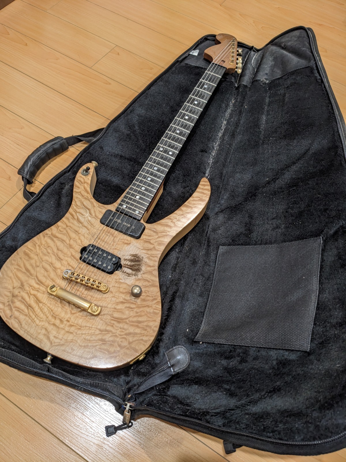 Custom Curly Maple Electric Guitar with Warmoth Neck and TKL gig bag