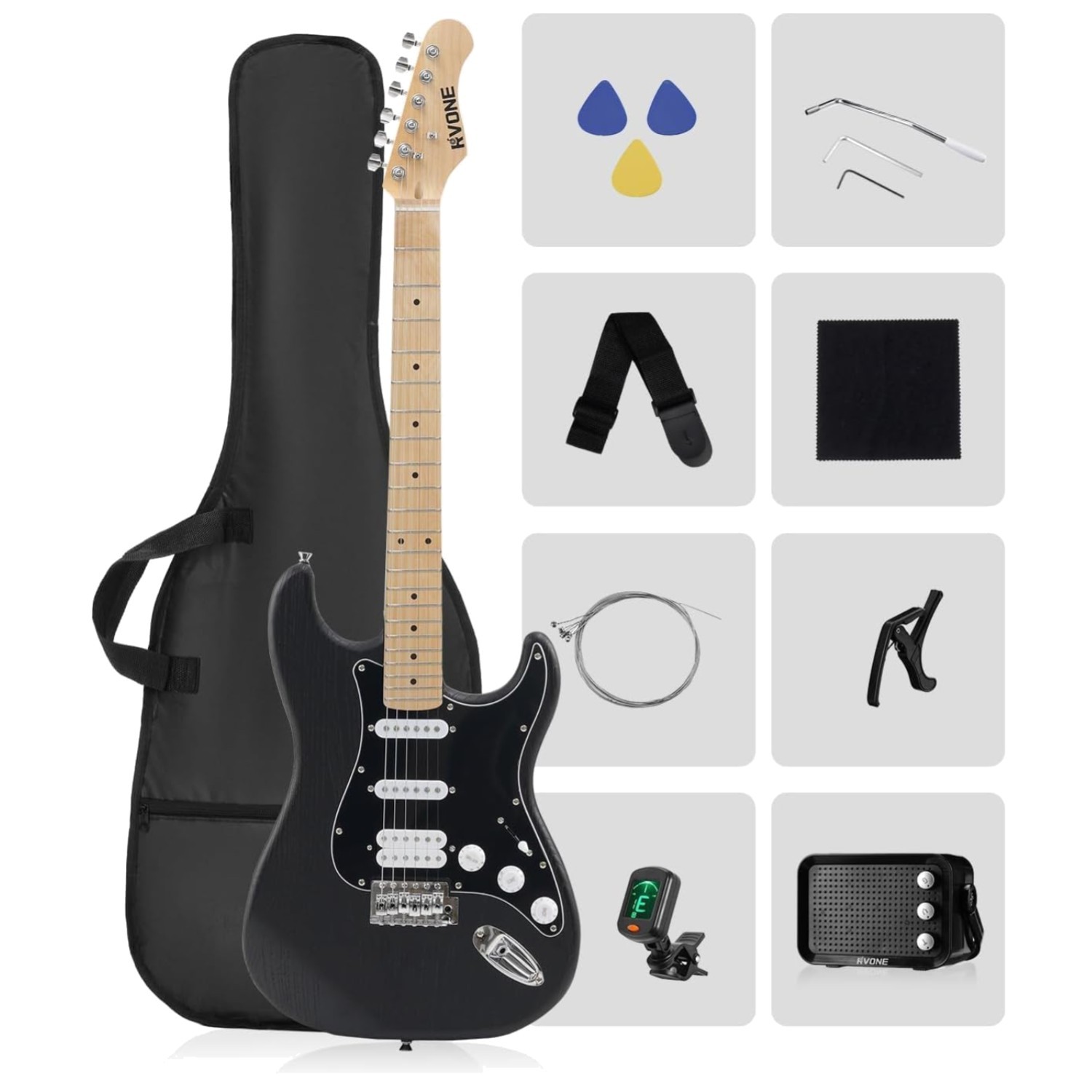 Beginner Electric Guitar Kit w/ Amp & HSS Pickups