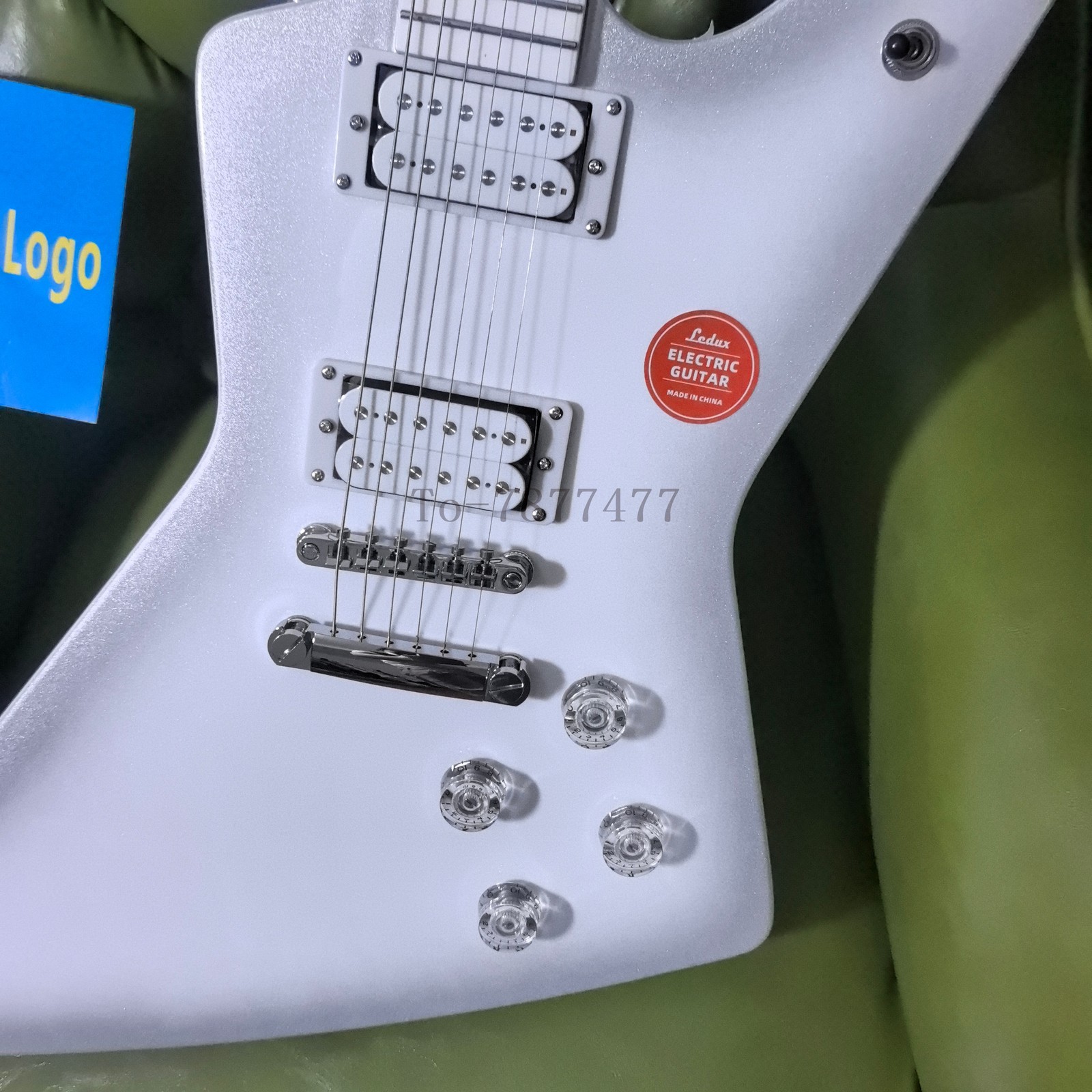 6-String Solid Electric Guitar Stainless Fret HH Pickups Chrome Hardware White