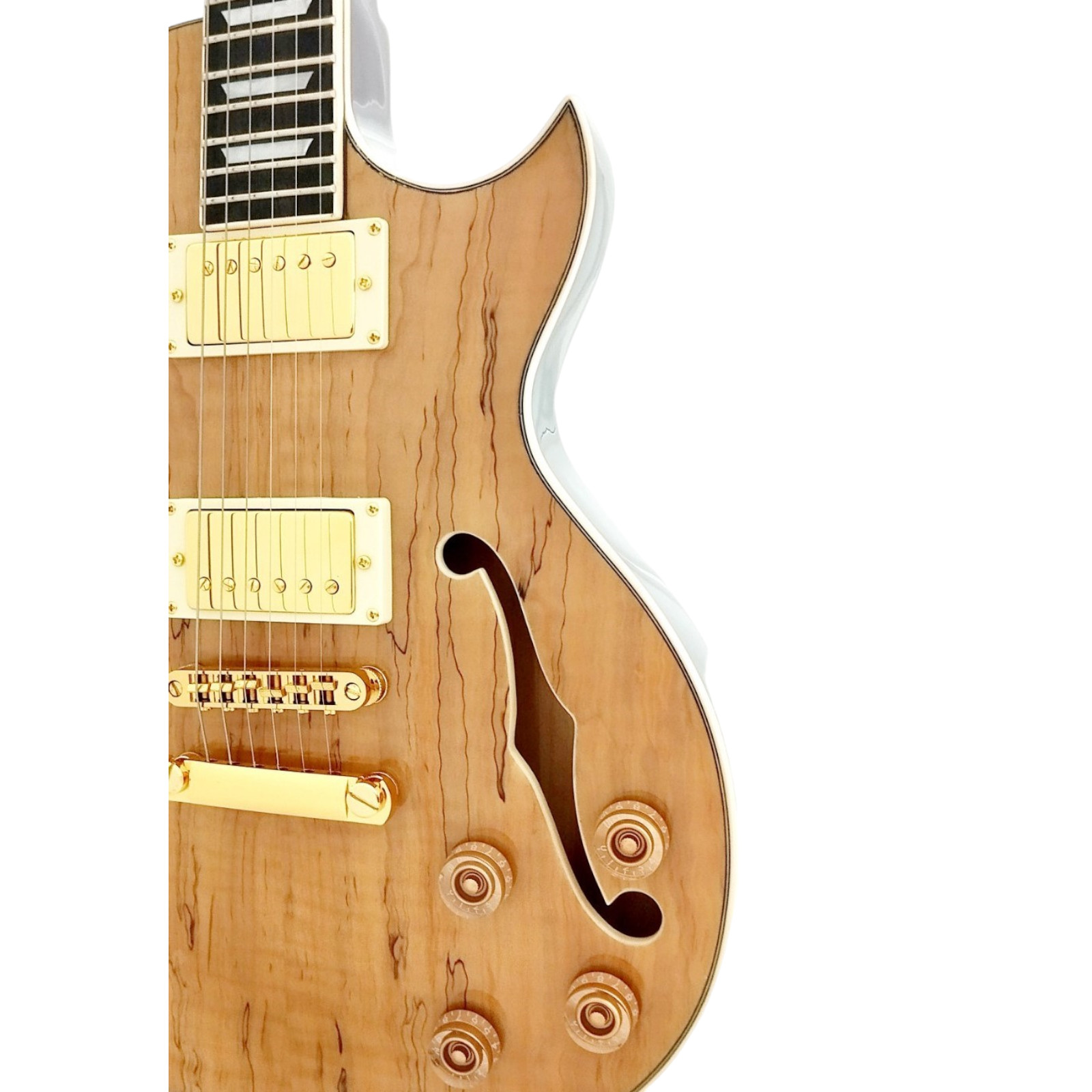 Haze E239GC Semi-Hollow Body Electric Guitar with Spalted Maple Veneer+ Free Bag