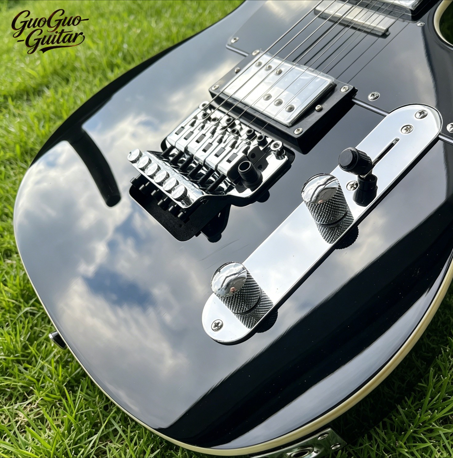 US Warehouse TL Style Black Electric Guitar Floyd Rose Tremolo HH Pickups