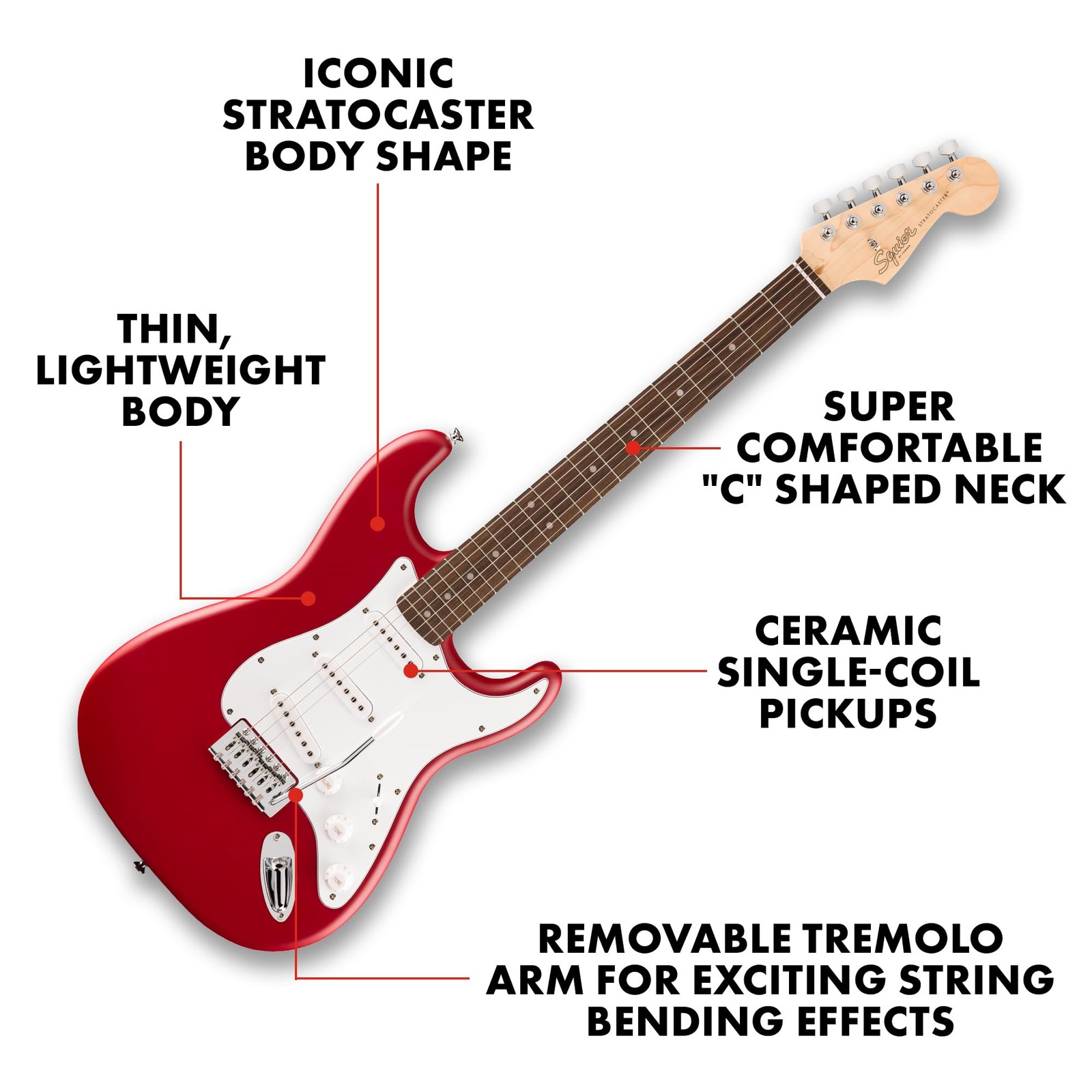 Fender Squier Debut Series Stratocaster Electric Guitar Beginner Guitar wit